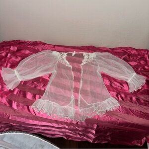 Vintage Escada Lingerie Top With Poofy Princess Sleeves & Elegant Lace Trim